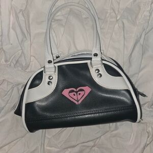 Roxy Black and White Mini Bag with Pink Logo